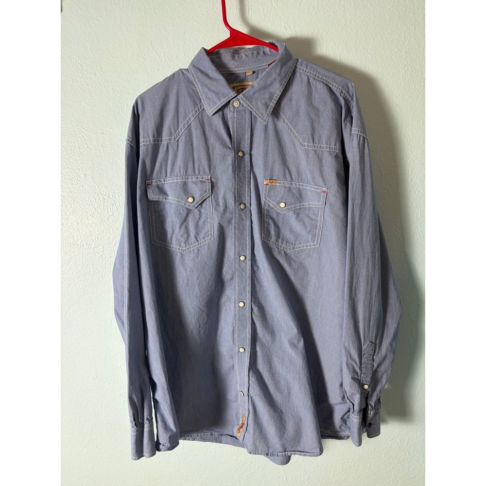 Rafter C Cowboy Collection XXL Blue Western Snap Button Down Shirt RC1740919